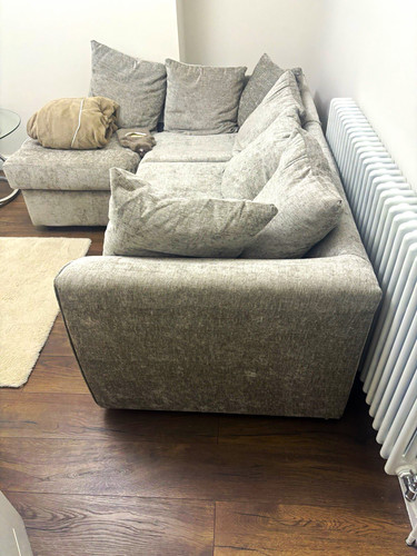 Grey fabric sofa with - fabric, &