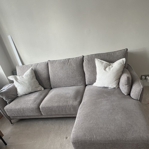 Grey woven fabric chaise - grey,