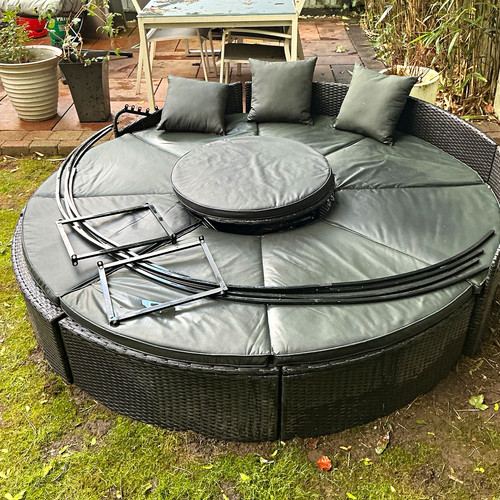 Dark greyround rattan wicker - dark,
